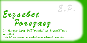 erzsebet porszasz business card